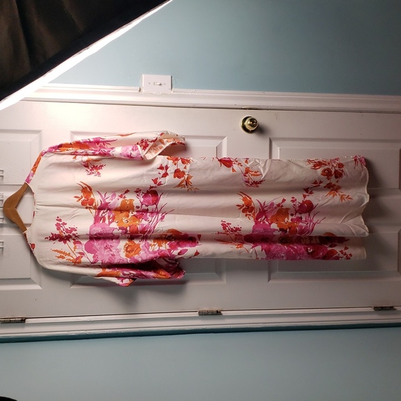 Natori | Floral Colorful Mumu Style Dress -  Small - Creams and pinks - Picture 7 of 7